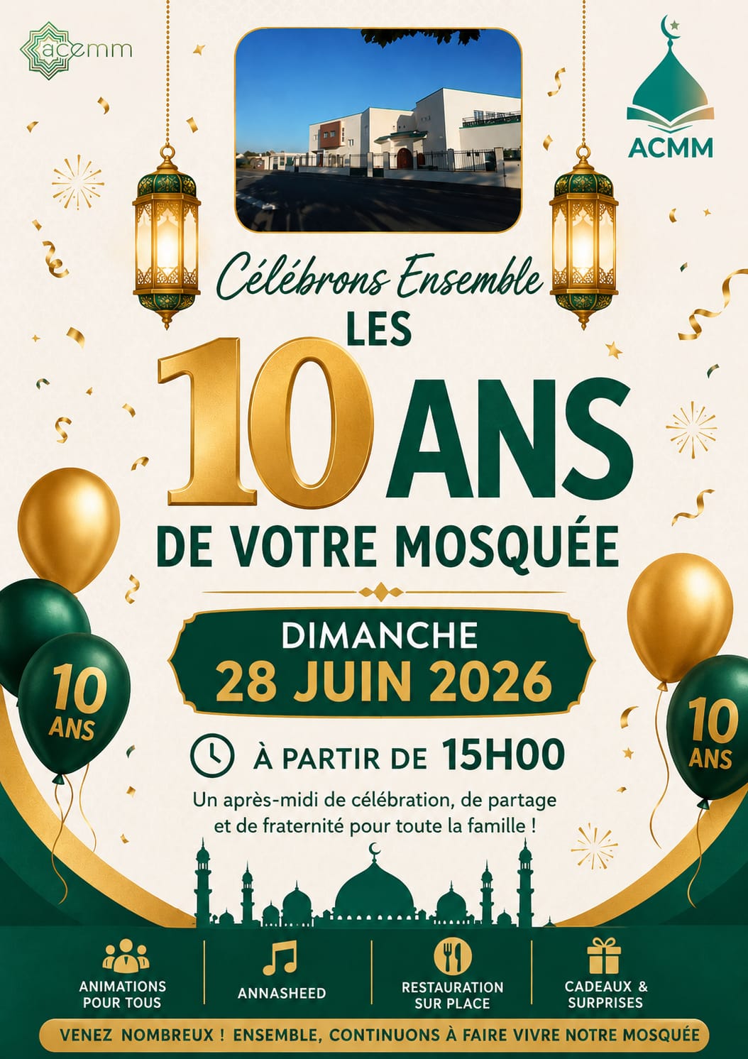 Lire la suite à propos de l’article Célébrons ensemble les 10 ans de la mosquée